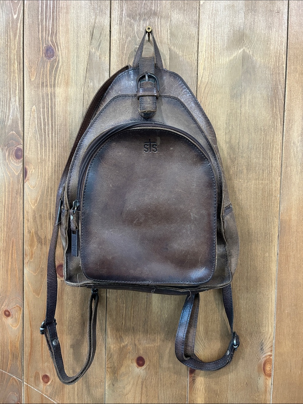 Brown Leather Sling Backpack - Classic Men’s Bag by STS